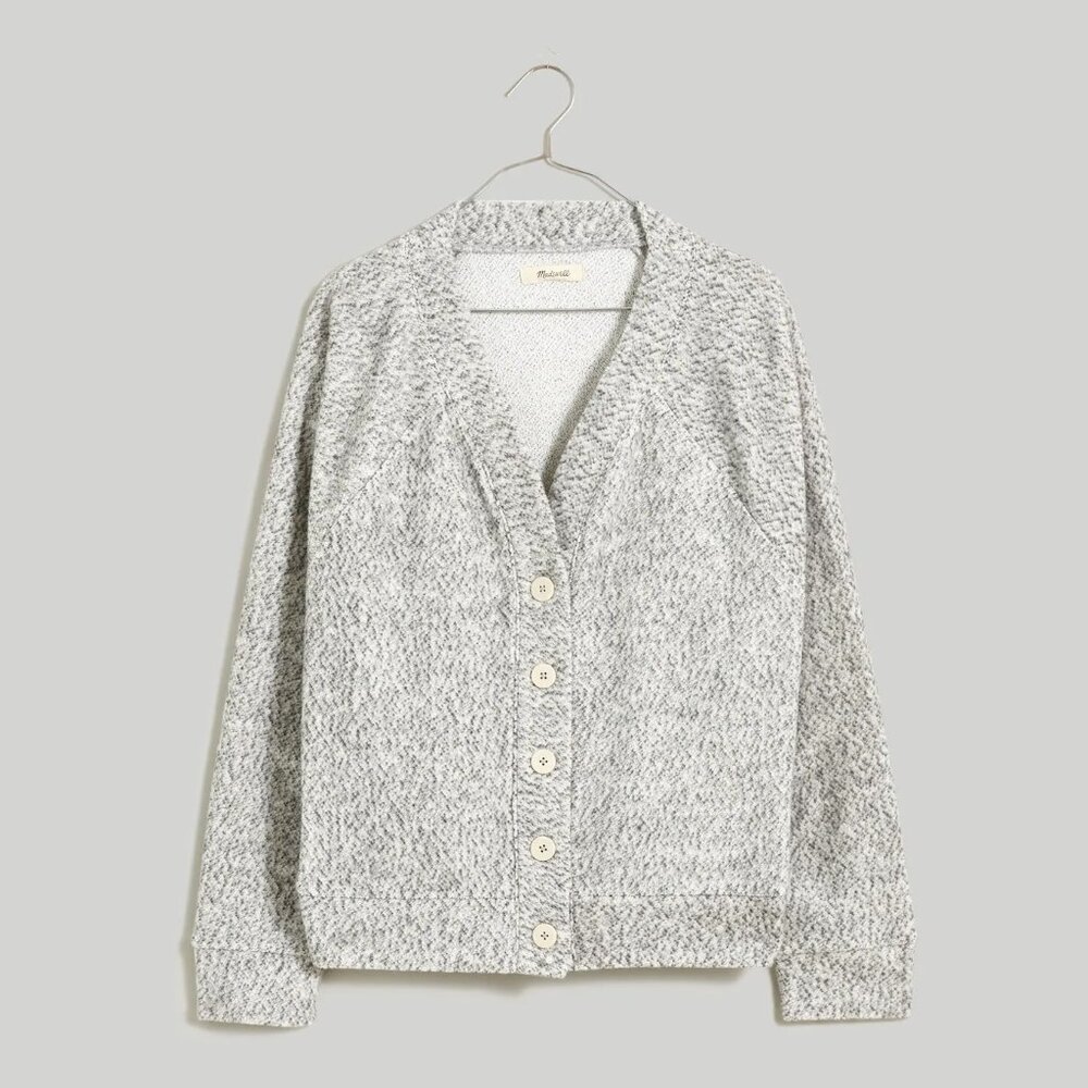 SOLD Madewell Brushed Bouclé Raglan-Sleeve Cardigan in Gray - Picture 3 of 13